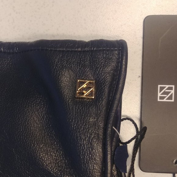 ITALIAN Leather, navy blue, ladies gloves - Picture 2 of 2